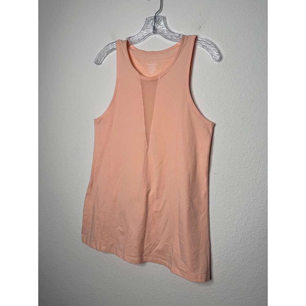 Torrid Womens Light Pink Peach Mesh Inset Active Tank Top Size 0 / XL